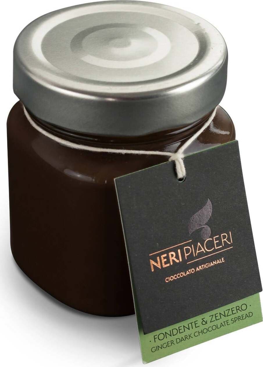 Crema Spalmabile Fondente Allo Zenzero in Vaso Neri Piaceri Cioccolato Artigianale Crema Spalmabile