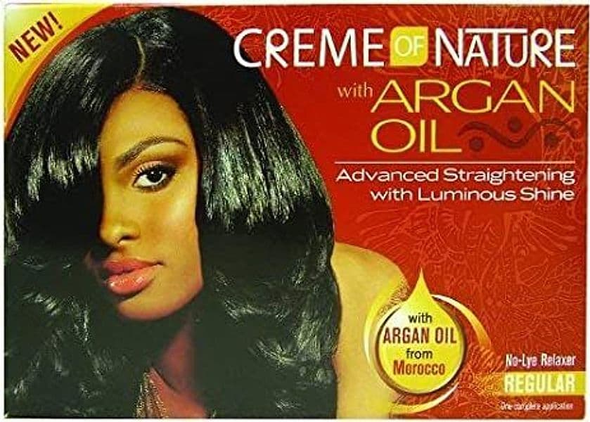 CREME OF NATURE OLIO DI ARGAN RELAXER KIT STIRAGGIO PER CAPELLI AFRO REGULAR in Trattamenti liscianti Agbon - Martinsicuro, commercioVirtuoso.it