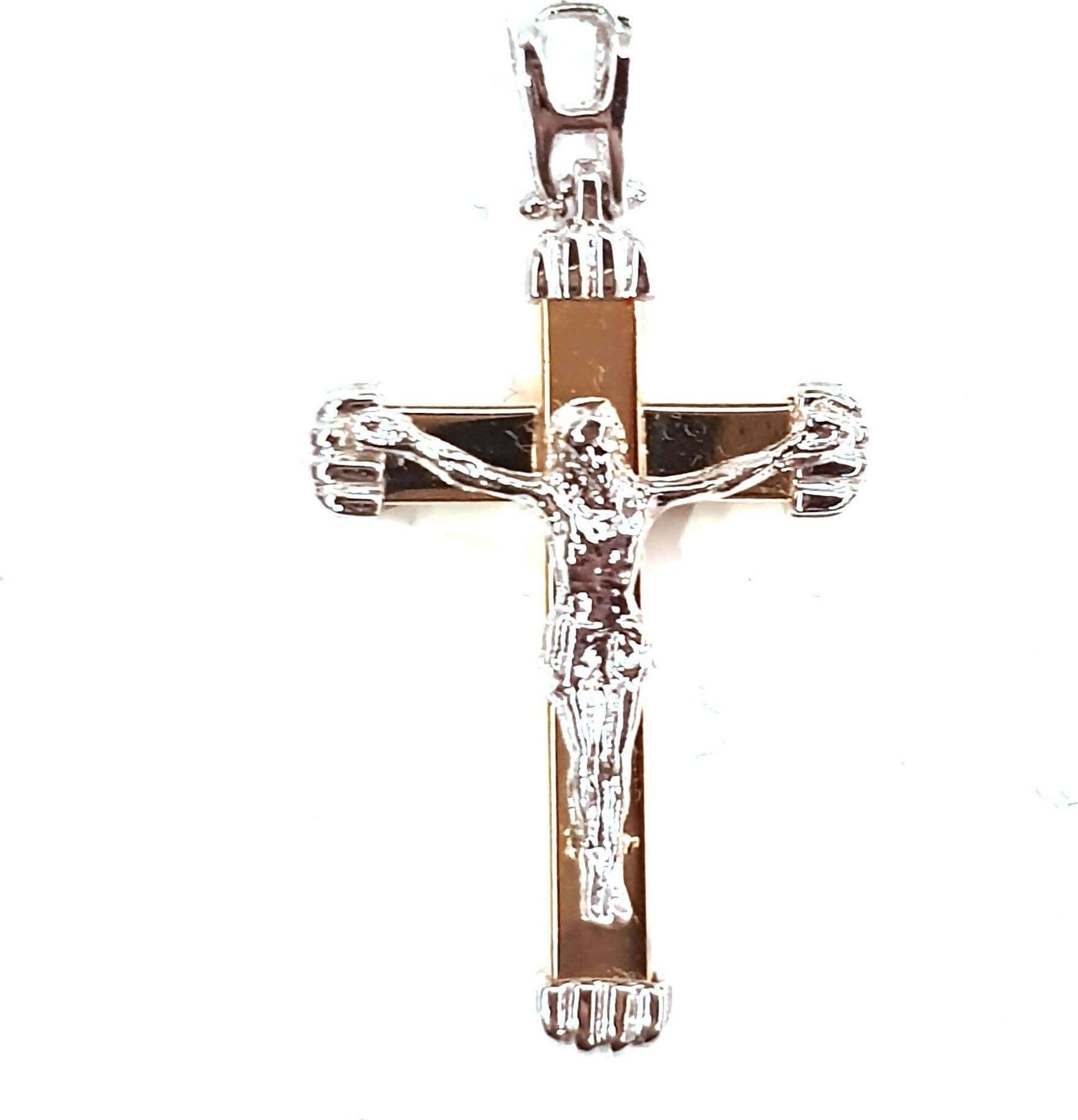 Croce con Cristo in oro bianco e giallo 750/1000 Pendente Religioso Gesù Cristo Sulla Croce Gioiello 29mm in Ciondoli E B Gioielli - Siderno, commercioVirtuoso.it
