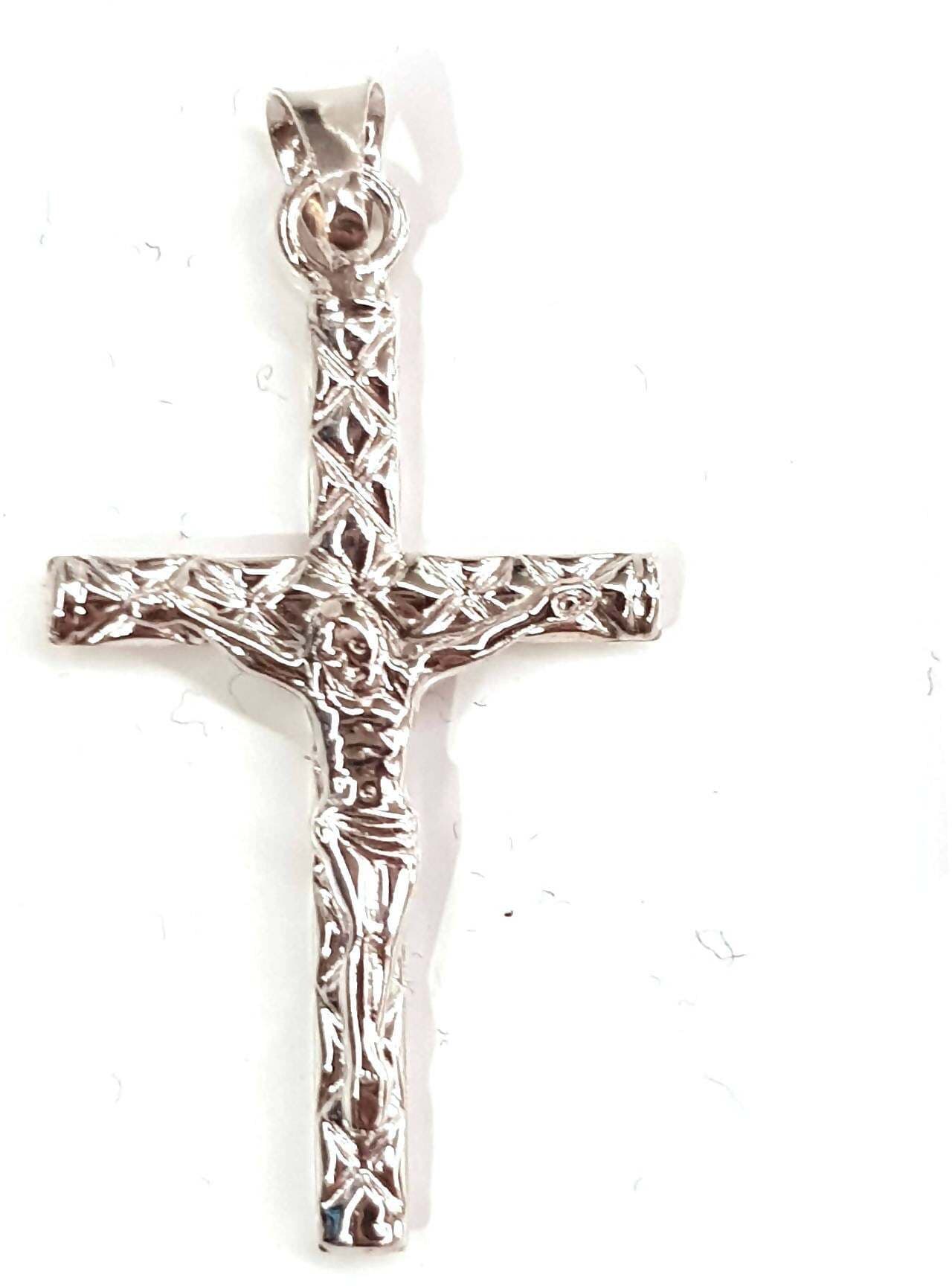 Croce in oro bianco 750/1000 Gioiello Religioso Gesù Cristo in Croce Pendente Artigianale Rifinito a Mano in Ciondoli E B Gioielli - Siderno, commercioVirtuoso.it