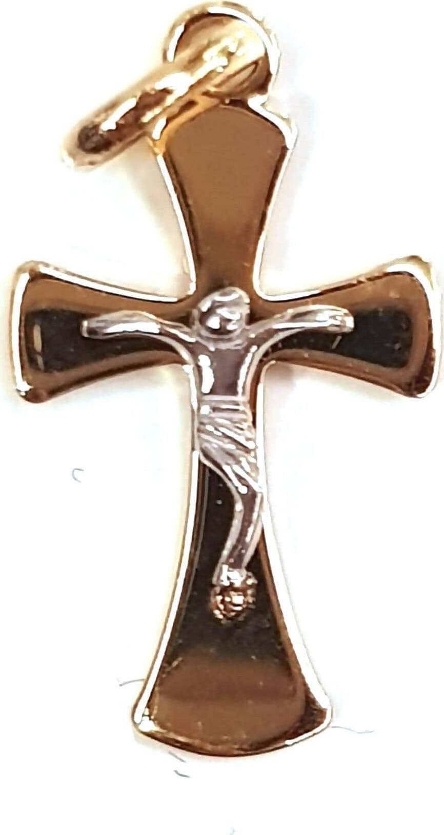 Croce in Oro Giallo e Bianco 750/1000 Pendente Unisex Religioso Croce con Gesù a Contrasto in Ciondoli E B Gioielli - Siderno, commercioVirtuoso.it