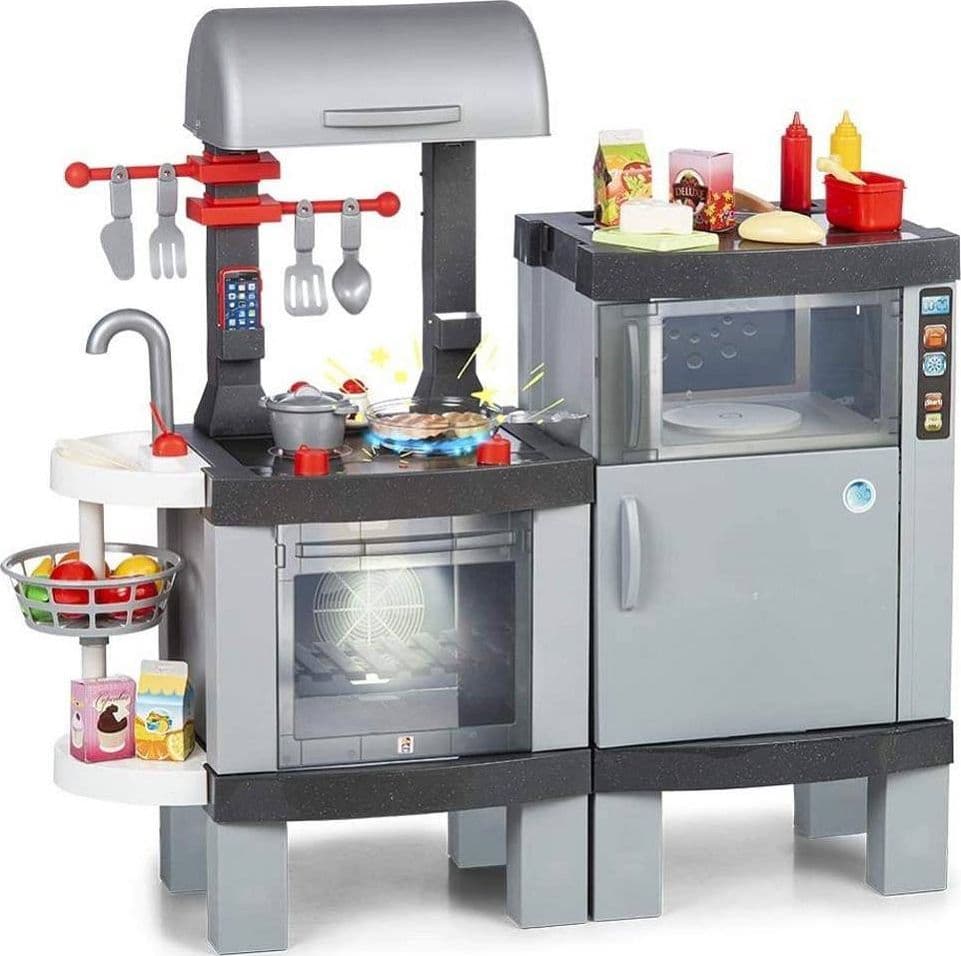 CUCINA GIOCATTOLO CON BARBECUE PER BAMBINI LUCI E SUONI E ALIMENTI CAMBIO COLORE