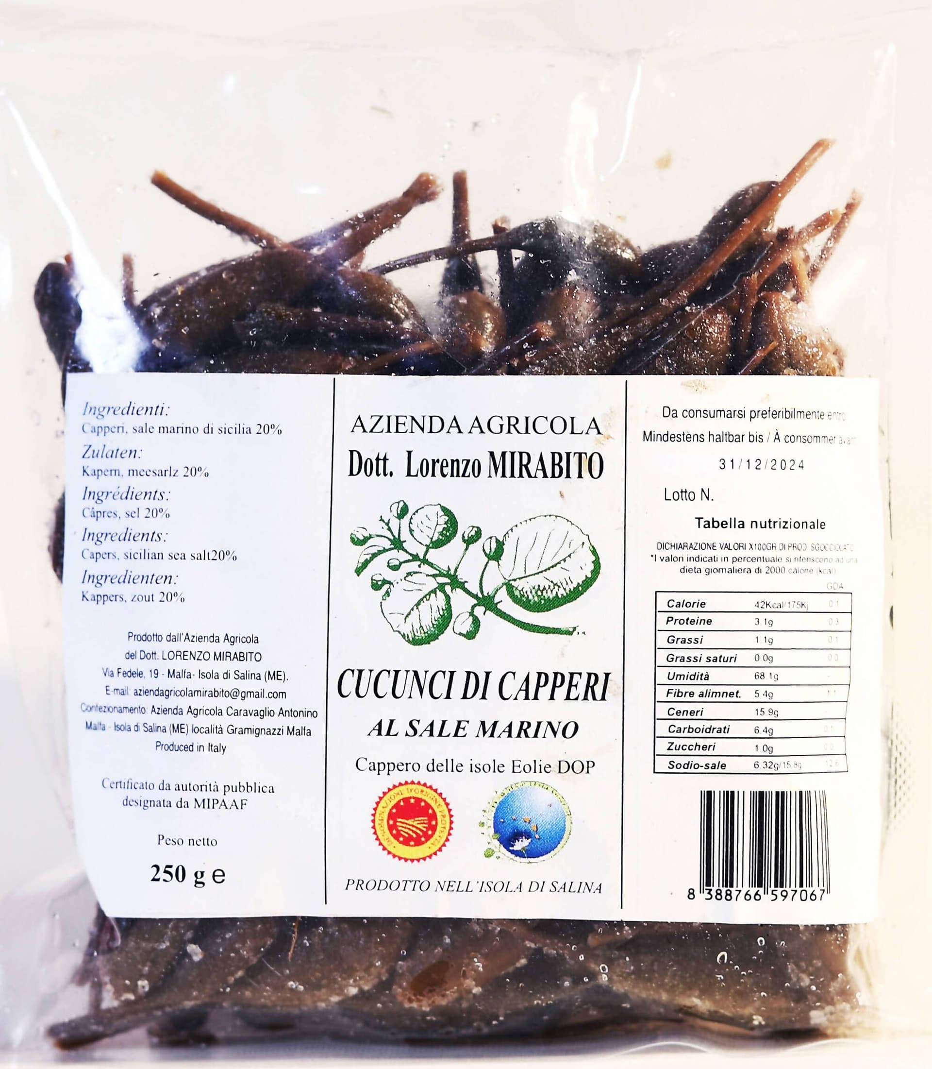Cucunci Dop Sottosale Di Salina in 3 Buste Da 200g cadauna Azienda Agricola Dott. Lorenzo Mirabito in Capperi Azienda Agricola Mirabito - Salina, commercioVirtuoso.it