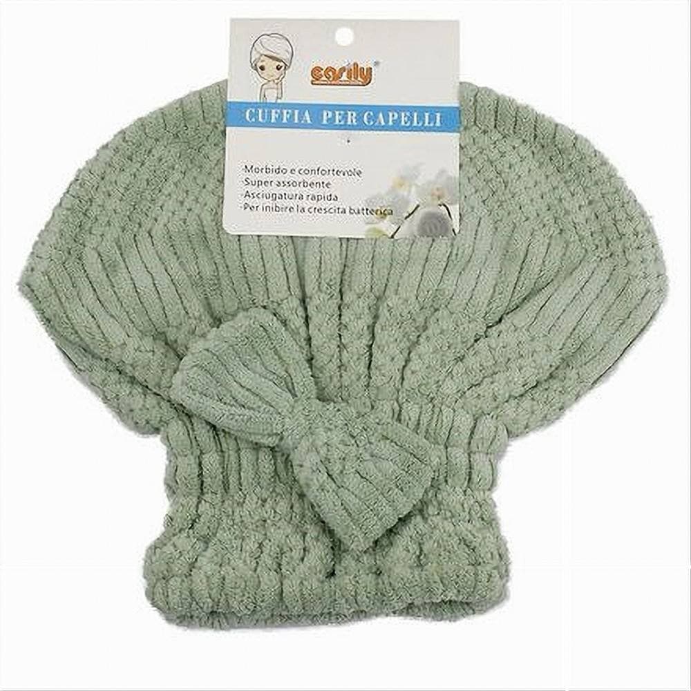 CUFFIA ASCIUGA CAPELLI ASCIUGAMANO DOCCIA MORBIDO ASSORBENTE FIOCCO VERDE 79626 in Cuffie doccia Trade Shop italia - Napoli, commercioVirtuoso.it