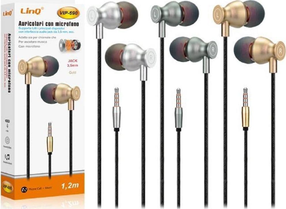 Cuffie Auricolari Smartphone Controllo Volume Microfono Jack 3,5mm 1.2mt Vip-690 Elettronica/Cuffie auricolari e accessori/Cuffie/Cuffie In-Ear Trade Shop italia - Napoli, Commerciovirtuoso.it