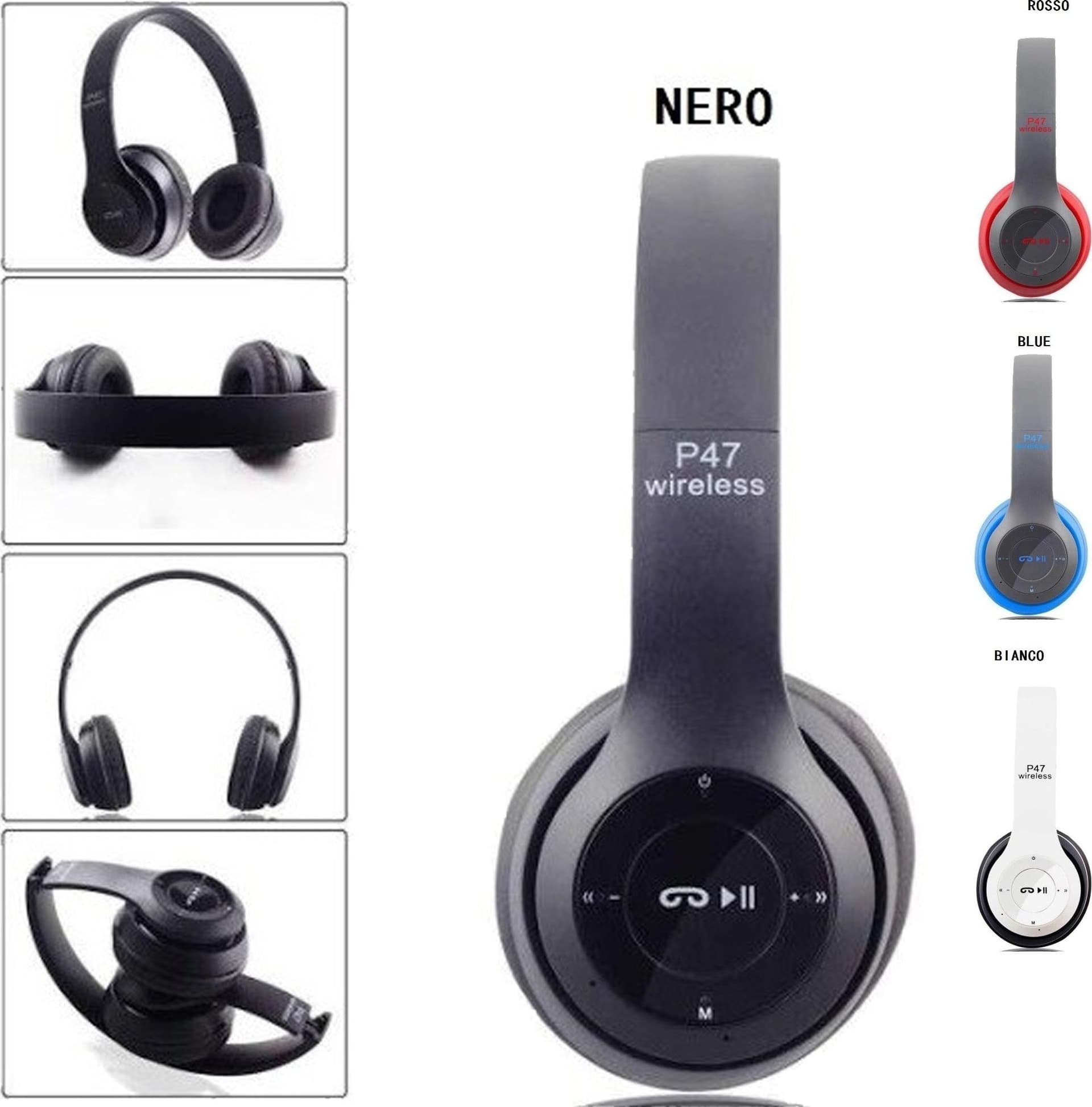 CUFFIE BLUETOOTH STEREO P47 PER SMARTPHONE E COMPUTER WIRELESS Trade Shop italia - Napoli, Commerciovirtuoso.it