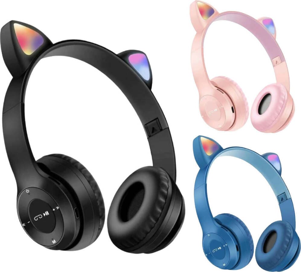 Cuffie-wireless-orecchie-di-gatto-con-luce-led-supporto-tf-card-connessione-bluetooth-e-cablata