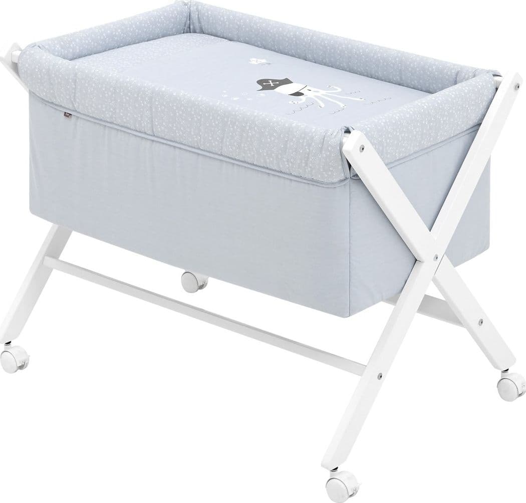Culla X Di Legno Une Be Ocean Gris/Bianco Casa e cucina/Arredamento/Cameretta bambini/Lettini per neonati e bambini/Culle basculanti La Casa Del Bebè - Napoli, Commerciovirtuoso.it