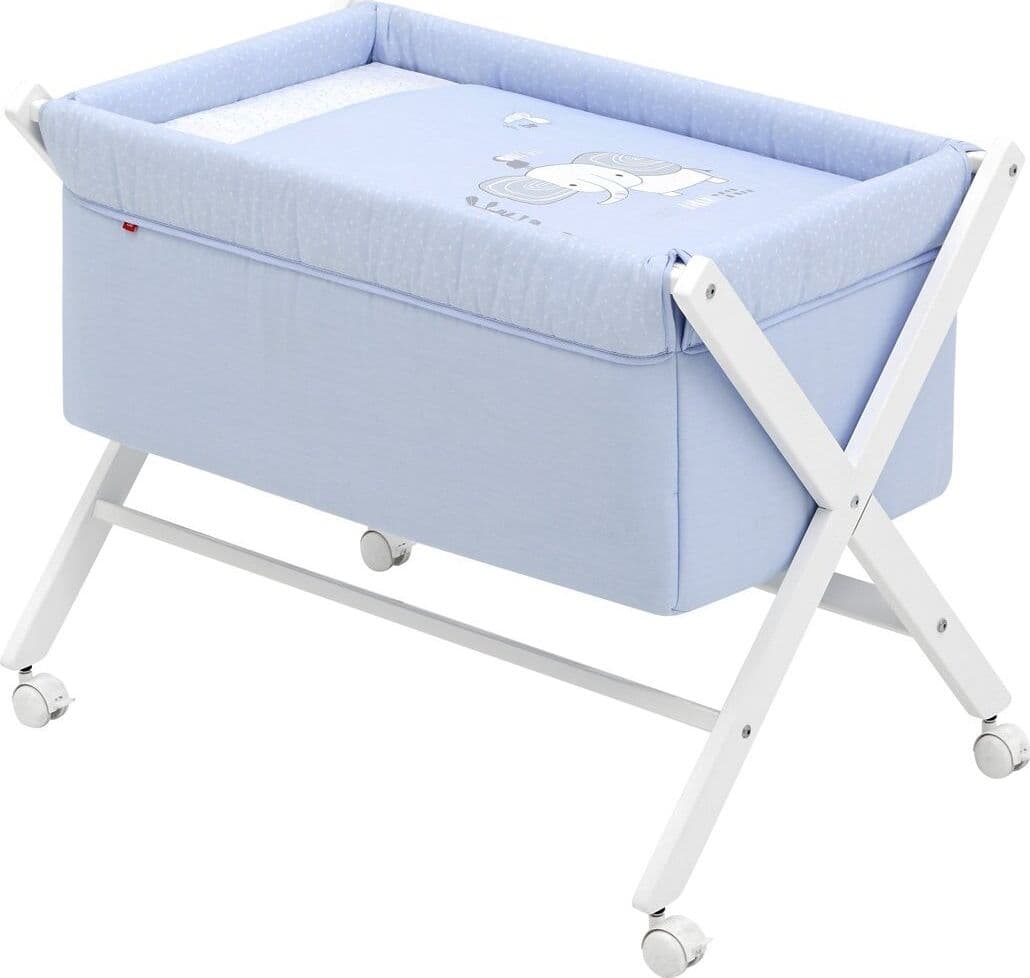 Culla X Di Legno Une Be Zoe Celeste/Bianco Casa e cucina/Arredamento/Cameretta bambini/Lettini per neonati e bambini/Culle basculanti La Casa Del Bebè - Napoli, Commerciovirtuoso.it