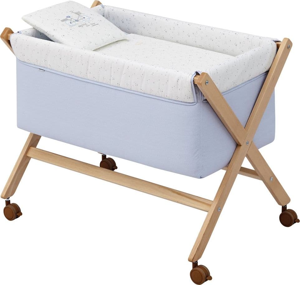 Culla X Di Legno Une Sky Celeste/Natural Casa e cucina/Arredamento/Cameretta bambini/Lettini per neonati e bambini/Culle basculanti La Casa Del Bebè - Napoli, Commerciovirtuoso.it