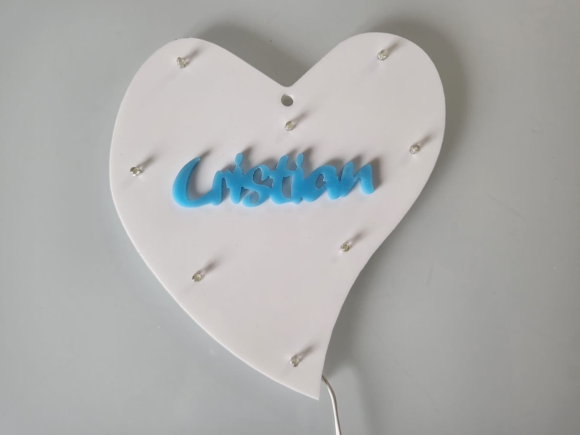 CUORE IN PLEXIGLASS 8 LED PERSONALIZZATO CON NOME LUCE BIANCA CON BATTERIE in Mood Lights Fatma - Giugliano in Campania, commercioVirtuoso.it