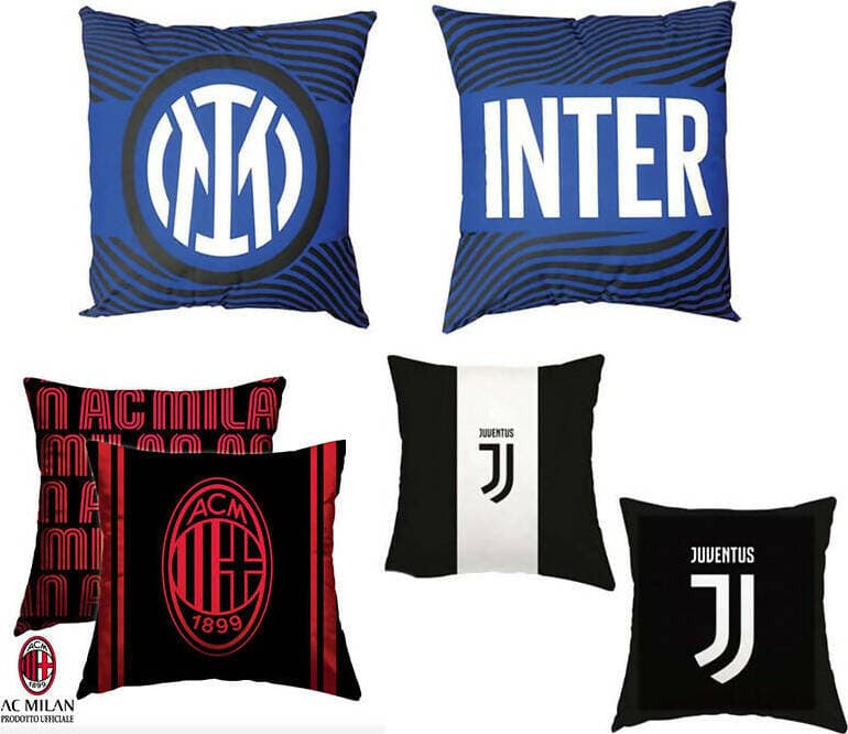 Cuscini-arredo-per-letto-divano-cameretta-40x40-imbottiti-prodotti-ufficiali-milan-ac-juvntus-fc-inter-Milan-Inter-Juventus