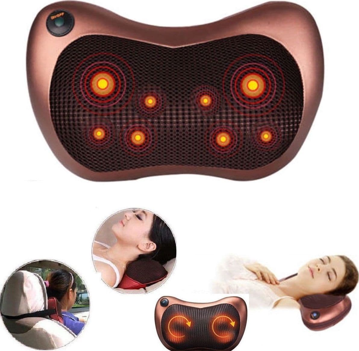 CUSCINO MASSAGGIANTE MASSAGGIATORE CASA AUTO MASSAGGIO SHIATSU SCHIENA COLLO Trade Shop italia - Napoli, Commerciovirtuoso.it