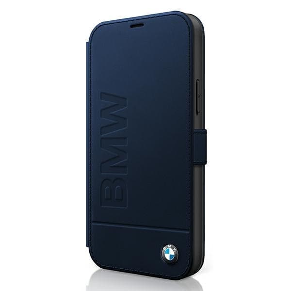 custodia-a-libro-bmw-iphone-12-mini-blu-vera-pelle