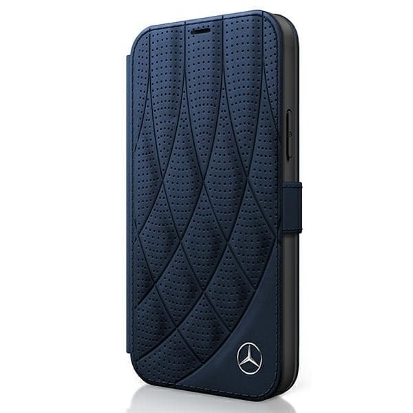 custodia-a-libro-mercedes-iphone-12-pro-max-blu-vera-pelle