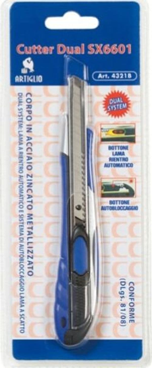 Cutter Dual System SX 6601 - larghezza lama 9 mm - Artiglio Fai da te/Utensili elettrici e a mano/Utensili a mano/Coltelli/Coltelli multiuso Eurocartuccia - Pavullo, Commerciovirtuoso.it