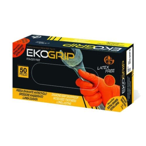 Guanti Strong Arancio Gardening EkoGrip 50 pezzi 8,4 Grammi Guanti Trama Diamante Gommista Meccanico in Monouso Dresswork - Como, commercioVirtuoso.it