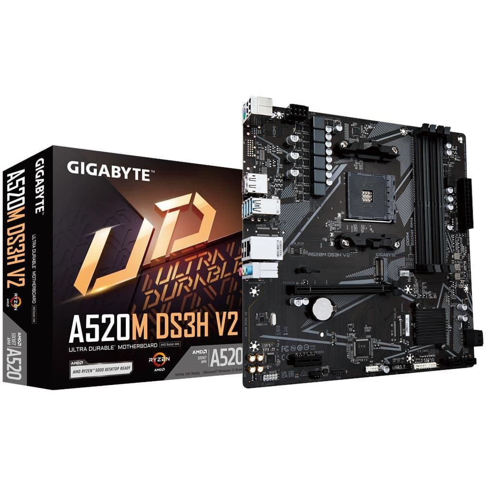Gigabyte scheda madre a520m ds3h v2 - supporta cpu amd ryzen serie 5000 am4, fino a 4733 mhz ddr4 (oc), pcie 3.0 x16, lan gbe, usb 3.2 gen 1 - 9MA52M3H2-00-11 in eWeki - Napoli, commercioVirtuoso.it