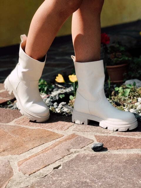 DAME ROSE tronchetto combat boots bianco basso in Stivali Calzature Durello - Agna, commercioVirtuoso.it