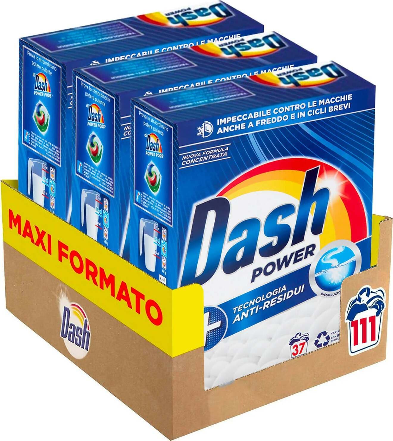 Dash Power Detersivo In Polvere Per Lavatrice Con Tecnologia Anti-residui Maxi Formato 111 Lavaggi (3 X 37 Lavaggi 5550 G) Salute e cura della persona/Pulizia e cura della casa/Prodotti per il bucato/Detersivi in polvere SG Store - Nicosia, Commerciovirtuoso.it
