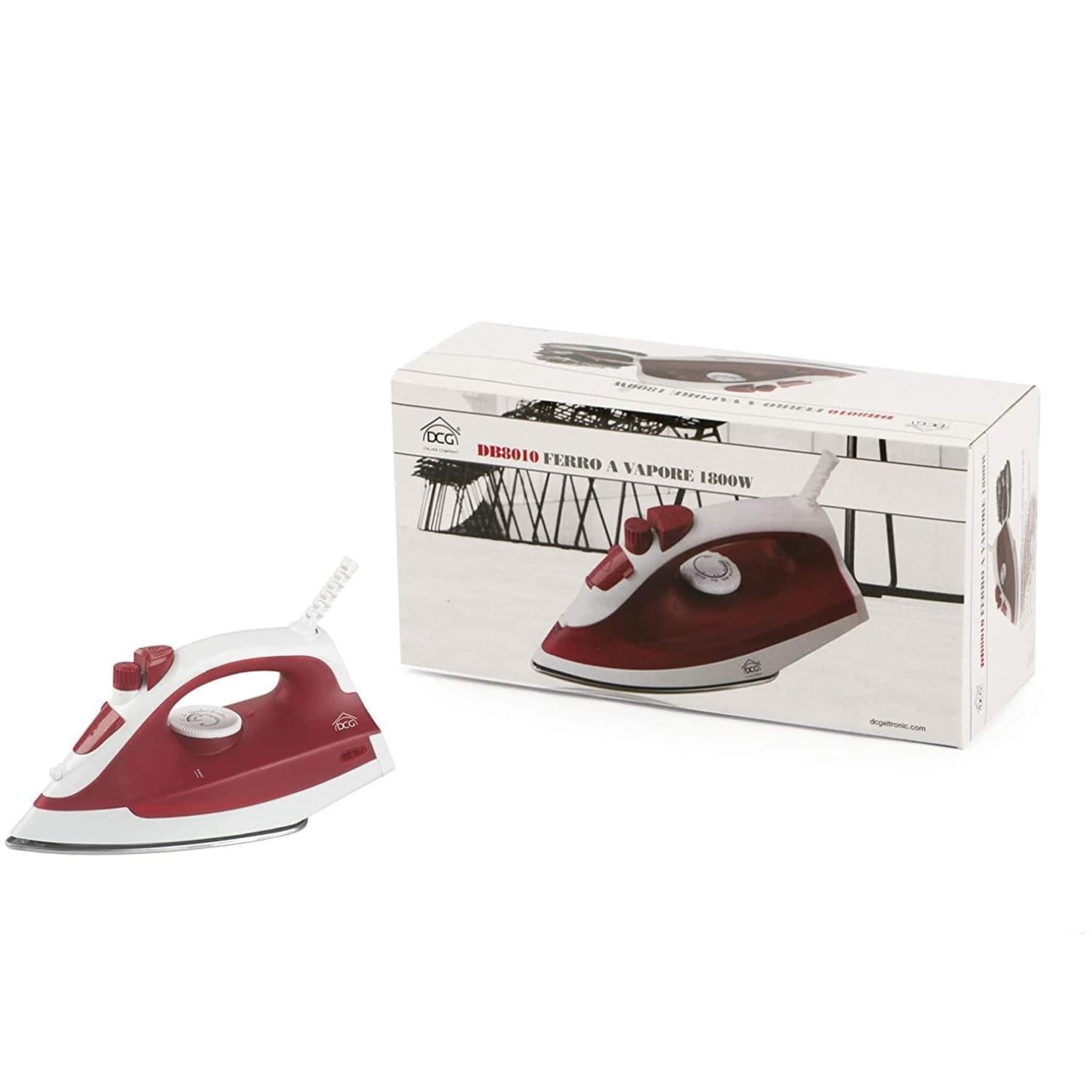 DCG---DB8010-Ferro-a-Vapore-Potenza-1800-Watt-Colore-Bianco-/-Rosso