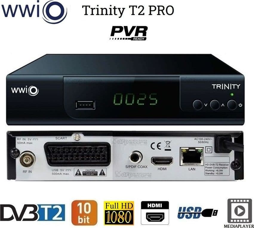 Decoder-Digitale-Terrestre-WWIO-TRINITY-T2-PRO-DVB-T2-Hevc-10-bit-PVR