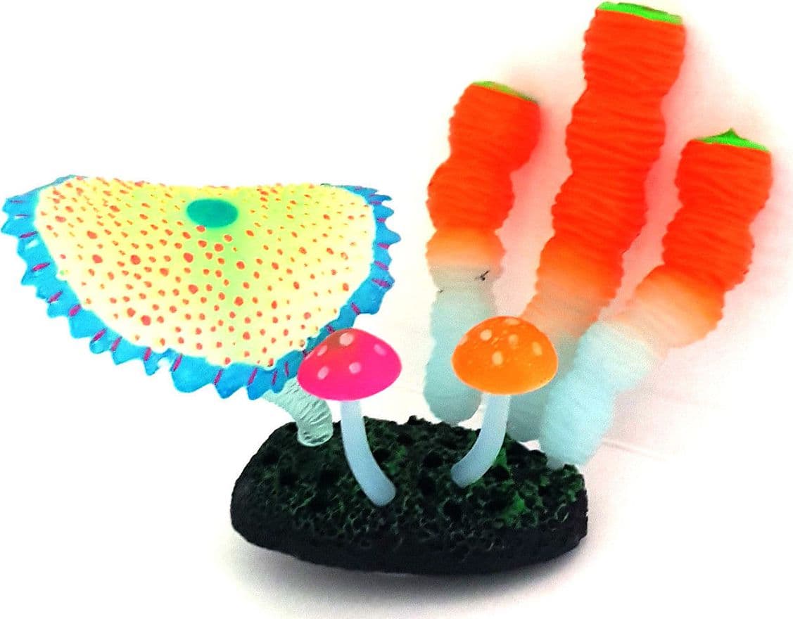 DECORAZIONE PIANTA FUNGHI ACQUARIO FOGLIE DI LOTO FUNGO FLUORESCENTE PESCI