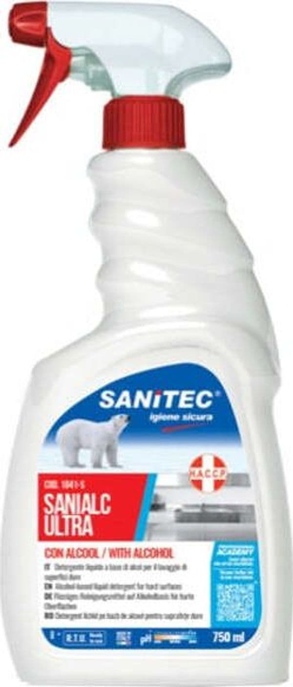 Detergente alcolico per superfici e tessuti Sanialc Ultra - 750 ml - Sanitec Casa e cucina/Detergenti e prodotti per la pulizia/Detergenti per la casa/Detergenti multiuso Eurocartuccia - Pavullo, Commerciovirtuoso.it
