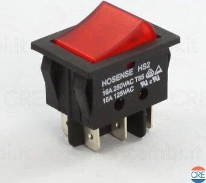Deviatore Bipolare Luminoso 16A, 6 Contatti