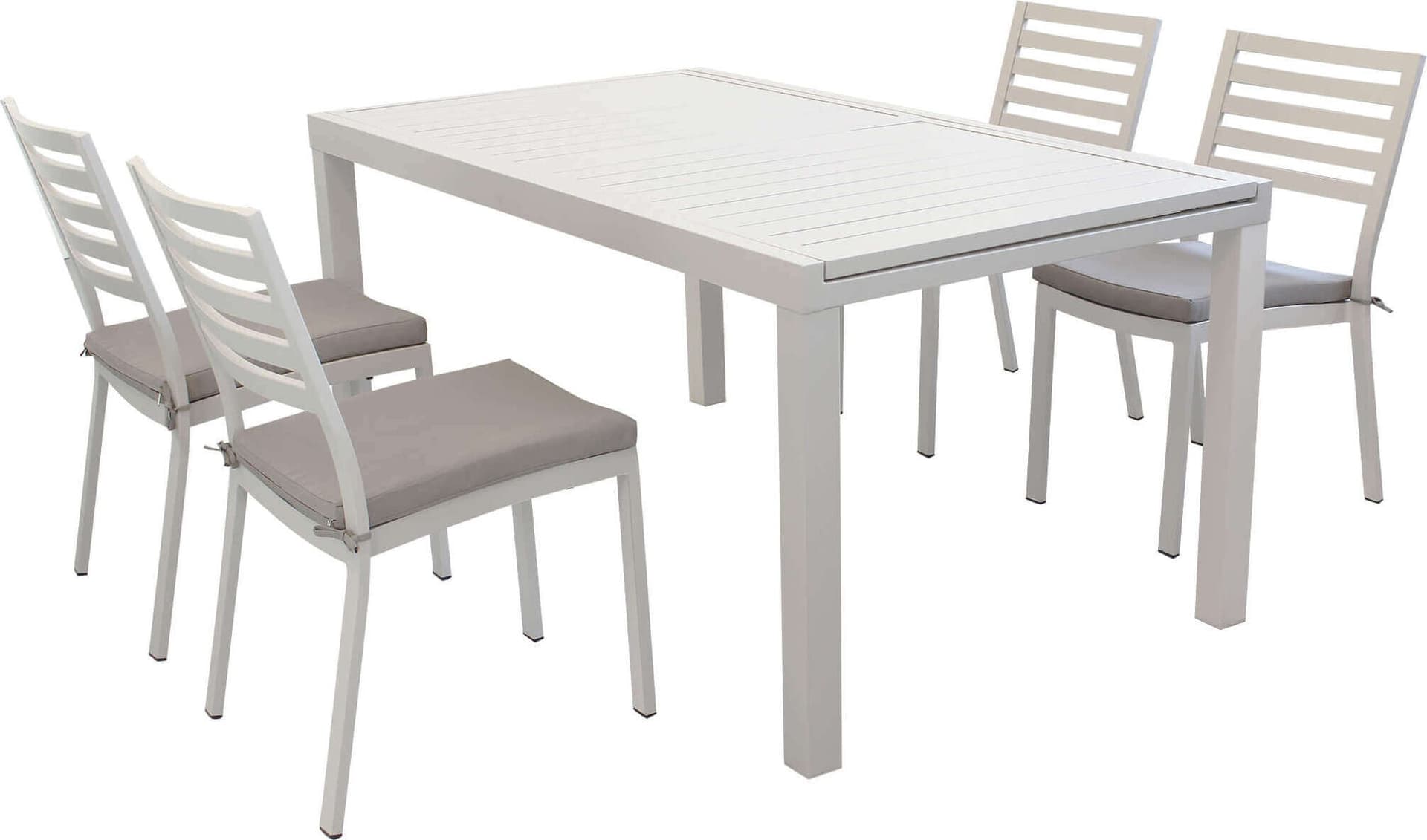 DEXTER---set-tavolo-da-giardino-allungabile-160/240x90-compreso-di-4-sedie-in-alluminio-Tortora-Milani-Home