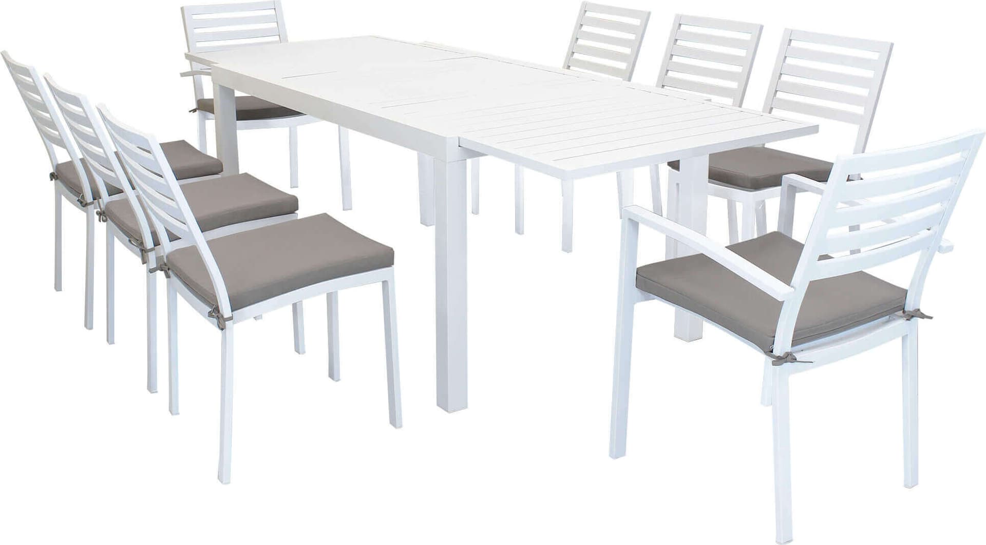 DEXTER---set-tavolo-da-giardino-allungabile-160/240x90-compreso-di-6-sedie-e-2-poltrone-in-alluminio-Bianco-Milani-Home