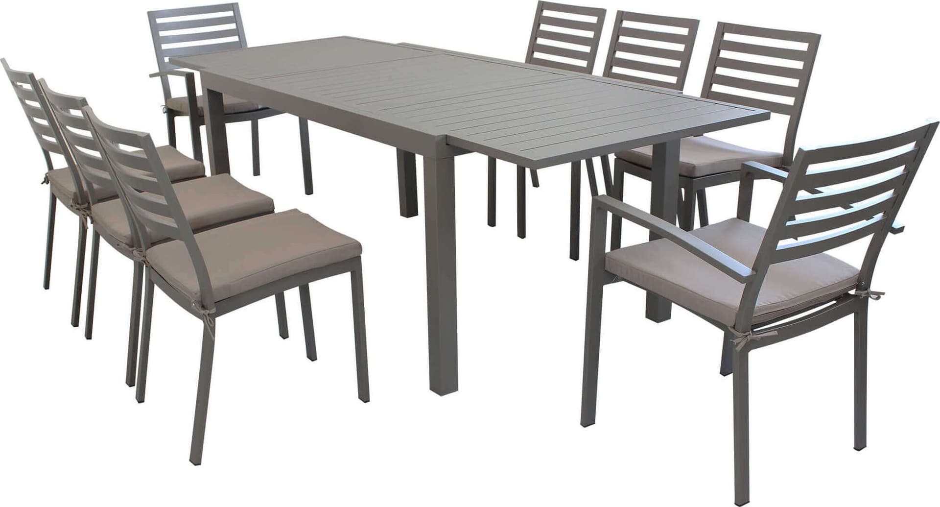 DEXTER---set-tavolo-da-giardino-allungabile-160/240x90-compreso-di-6-sedie-e-2-poltrone-in-alluminio-Taupe-Milani-Home