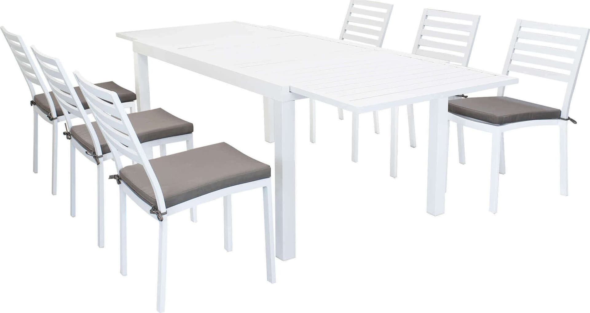 DEXTER---set-tavolo-da-giardino-allungabile-160/240x90-compreso-di-6-sedie-in-alluminio-Bianco-Milani-Home