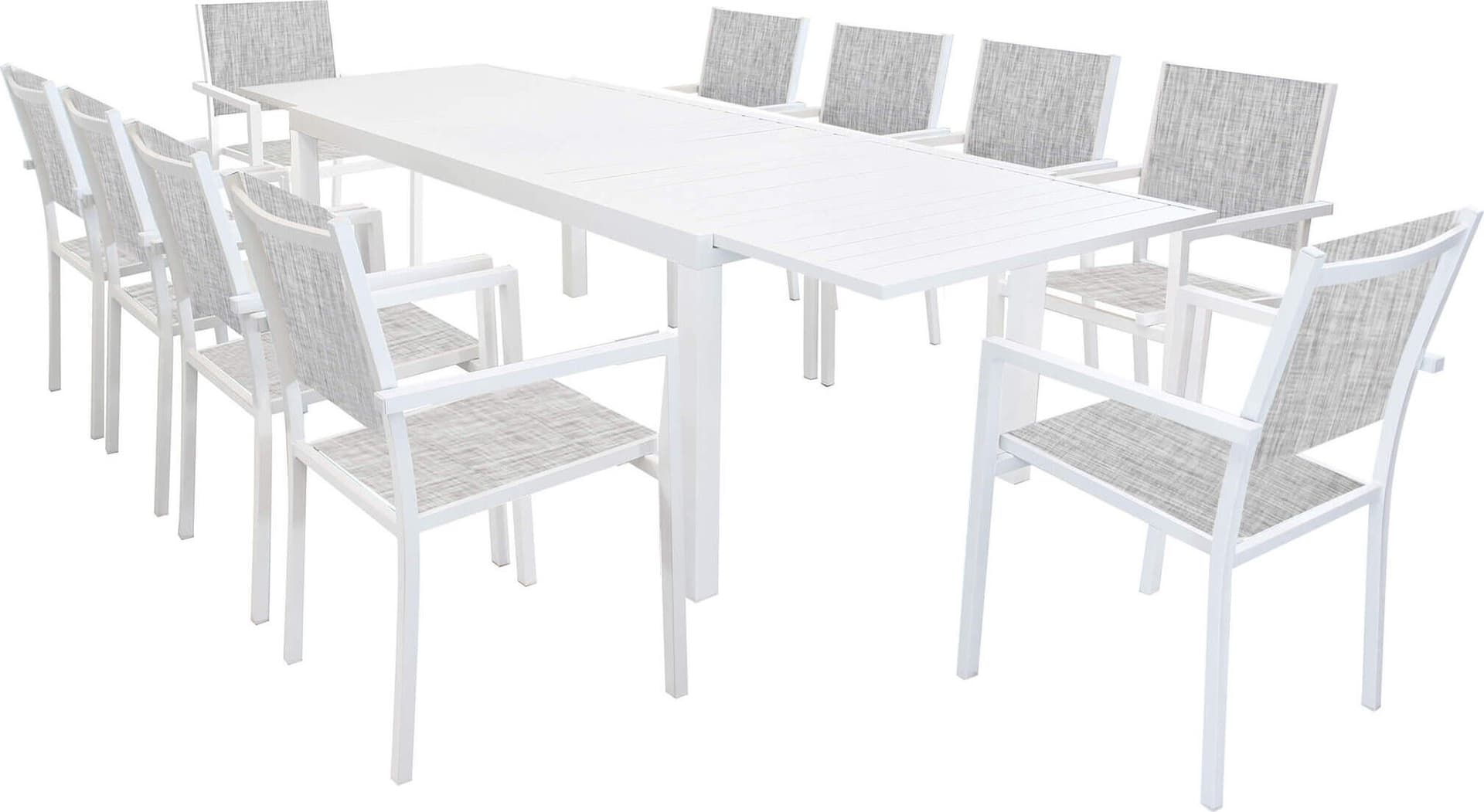 DEXTER---set-tavolo-da-giardino-allungabile-200/300x100-compreso-di-10-poltrone-in-alluminio-Bianco-Milani-Home