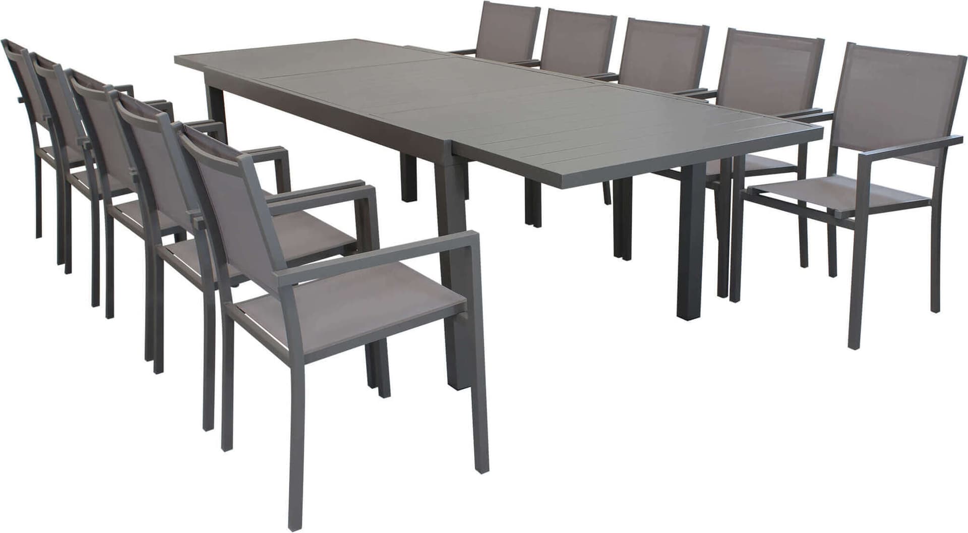 DEXTER---set-tavolo-da-giardino-allungabile-200/300x100-compreso-di-10-poltrone-in-alluminio-Taupe-Milani-Home