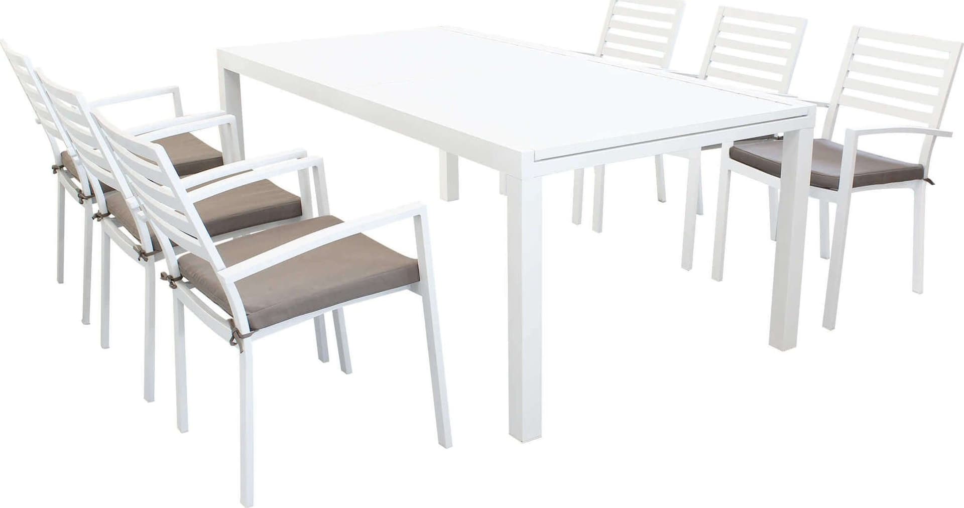 DEXTER---set-tavolo-da-giardino-allungabile-200/300x100-compreso-di-6-poltrone-in-alluminio-Bianco-Milani-Home