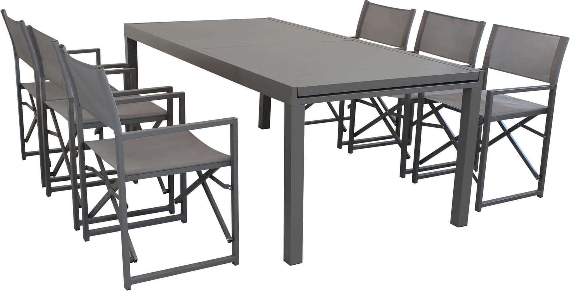 DEXTER---set-tavolo-da-giardino-allungabile-200/300x100-compreso-di-6-poltrone-in-alluminio-Taupe-Milani-Home