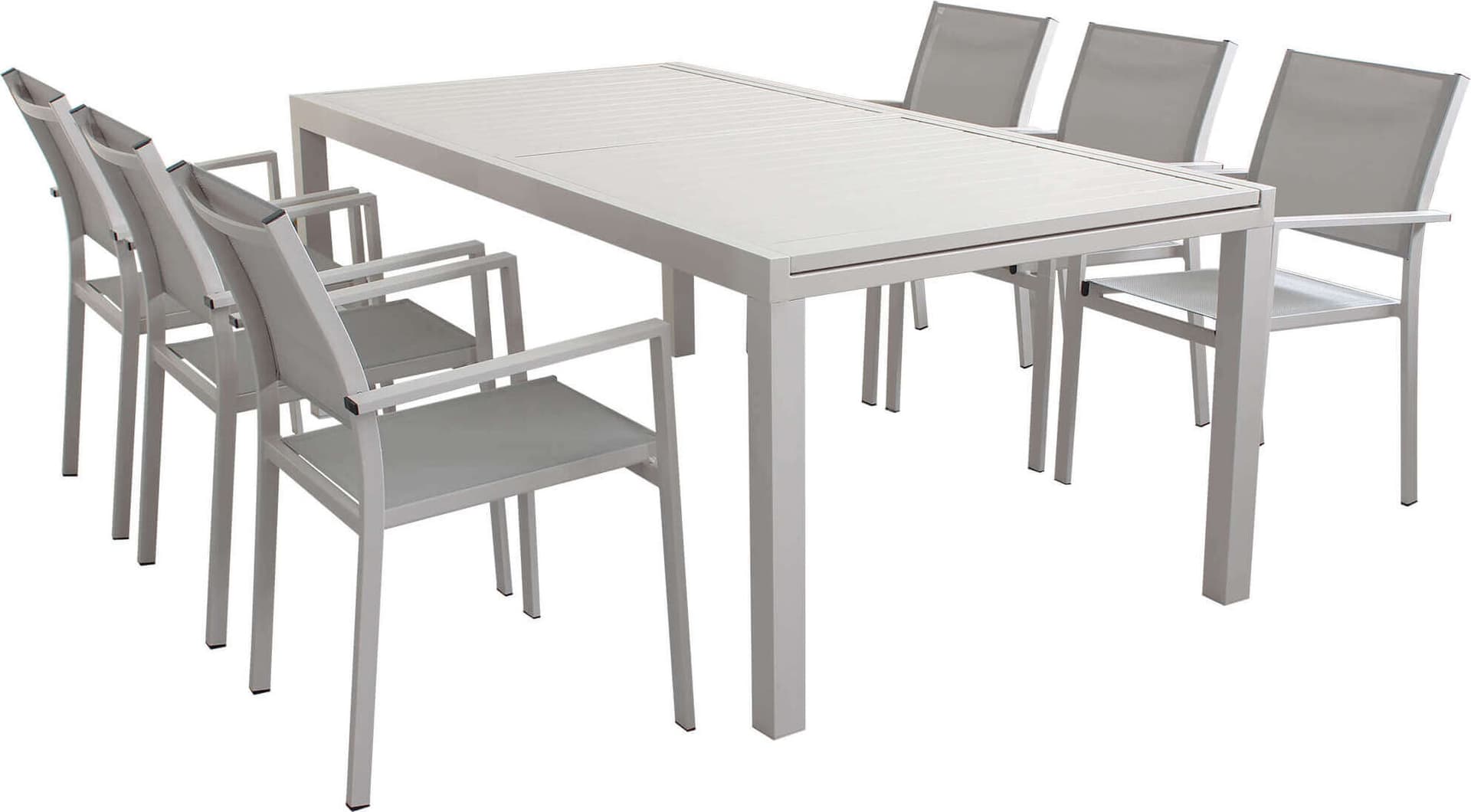 DEXTER---set-tavolo-da-giardino-allungabile-200/300x100-compreso-di-6-poltrone-in-alluminio-Tortora-Milani-Home