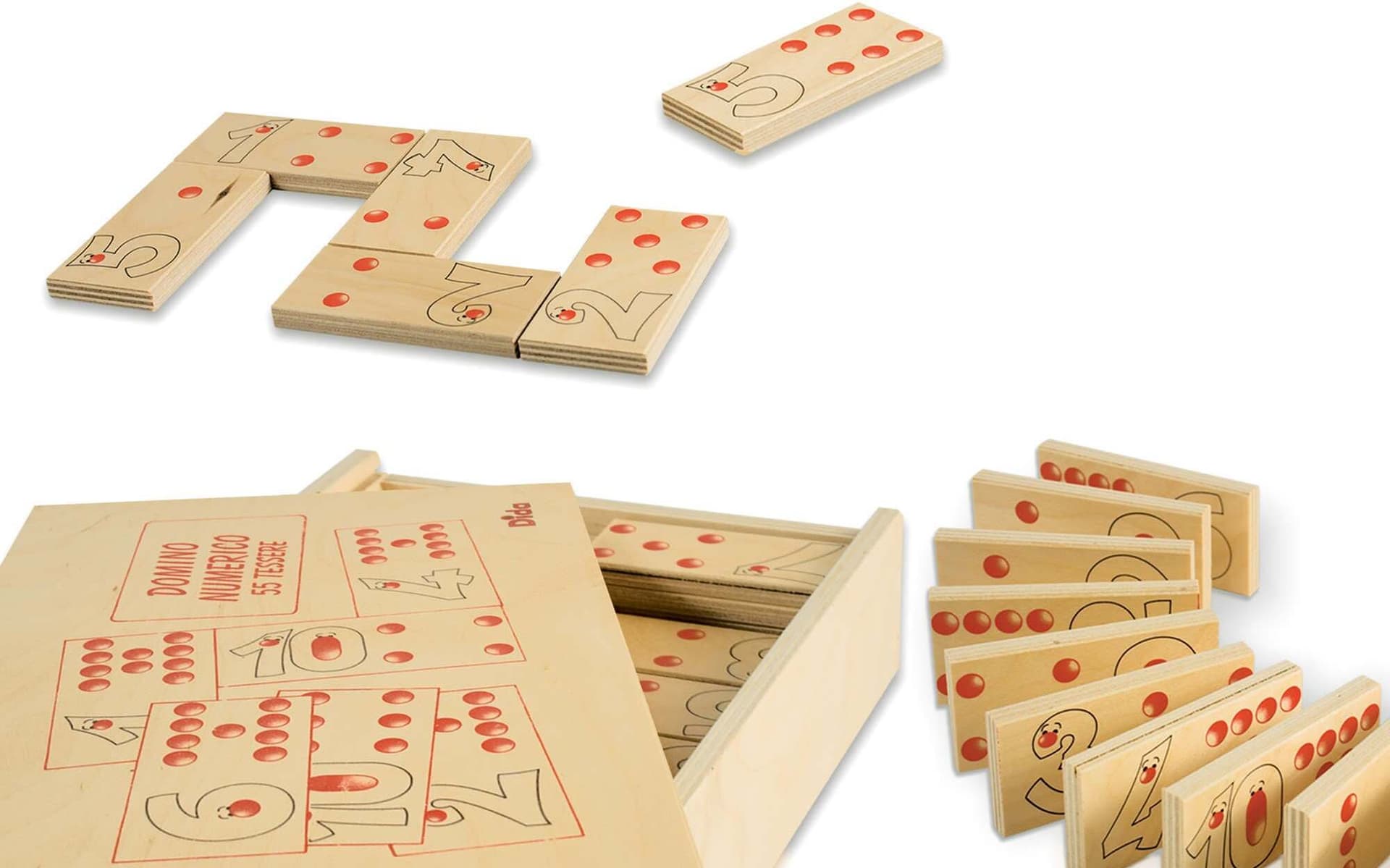 Dida - Domino Numeri E Quantità 55 Pz - In Legno Per Bambini Gioco Da Tavolo in Domino Dida - Ragusa, commercioVirtuoso.it