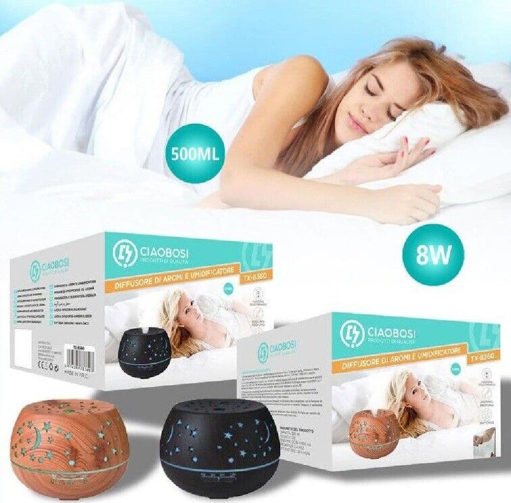 Diffusore Aromi Umidificatore Ultrasuoni 500ml 8w Aromaterapia Oli Essenziali Tx-8360 Salute e cura della persona/Benessere/Terapie alternative/Aromaterapia/Diffusori di oli essenziali Trade Shop italia - Napoli, Commerciovirtuoso.it