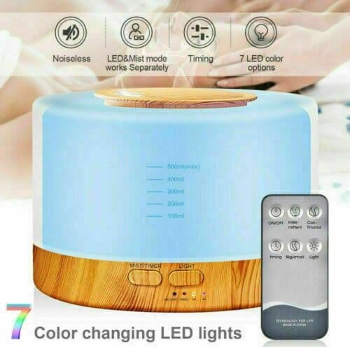 DIFFUSORE DI AROMI UMIDIFICATORE AROMATERAPIA 500ML OLI ESSENZIALI TELECOMANDO