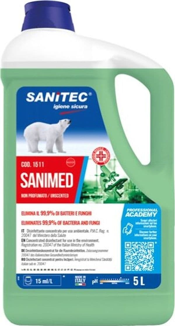 Disinfettante concentrato Sanimed - 5 Lt - Sanitec Casa e cucina/Detergenti e prodotti per la pulizia/Detergenti per la casa/Detergenti multiuso Eurocartuccia - Pavullo, Commerciovirtuoso.it