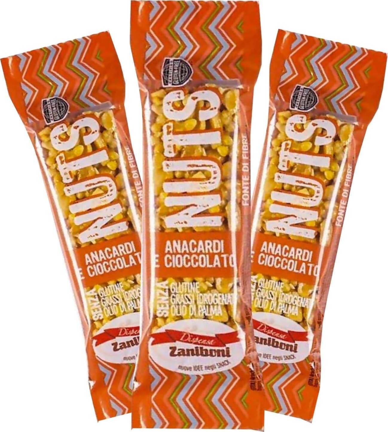Dispensa Zaniboni 20x Barrette Nuts Con Anacardi E Cioccolato Monoporzione 35 Gr Confezione Da 20 Pezzi