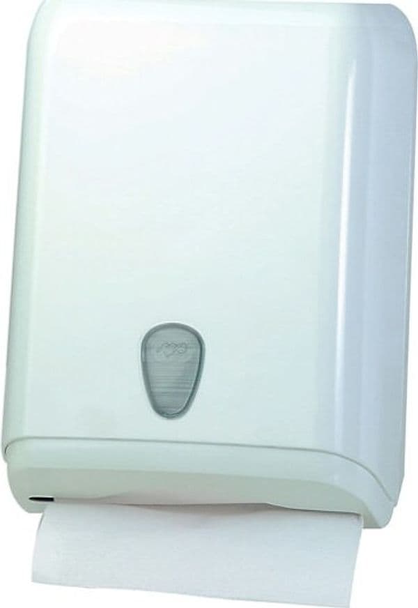 Dispenser asciugamani piegati - 28x13 7x37 5 cm - plastica - bianco - Mar Plast Commercio Industria e Scienza/Forniture sanitarie e igieniche/Prodotti di carta/Asciugamani di carta Eurocartuccia - Pavullo, Commerciovirtuoso.it