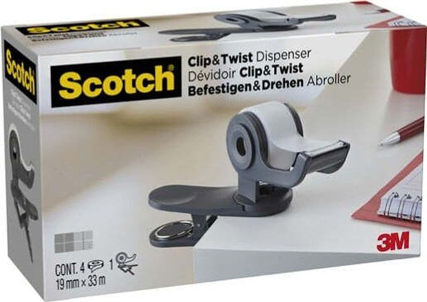 Dispenser Clip Twist per nastro adesivo - grigio - 4 rotoli inclusi da 19 mm x 33 mt - Scotch Magic Cancelleria e prodotti per ufficio/Archivio ufficio e accessori per scrivania/Accessori da scrivania e archiviazione/Portaoggetti e portablocchi da scrivania/Dispenser per nastro adesivo Eurocartuccia - Pavullo, Commerciovirtuoso.it