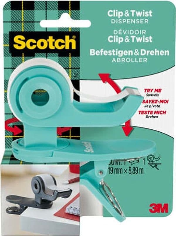Dispenser Clip Twist per nastro adesivo - grigio - rotolo incluso da 19 mm x 9 8 mt - Scotch Magic Cancelleria e prodotti per ufficio/Archivio ufficio e accessori per scrivania/Accessori da scrivania e archiviazione/Portaoggetti e portablocchi da scrivania/Dispenser per nastro adesivo Eurocartuccia - Pavullo, Commerciovirtuoso.it