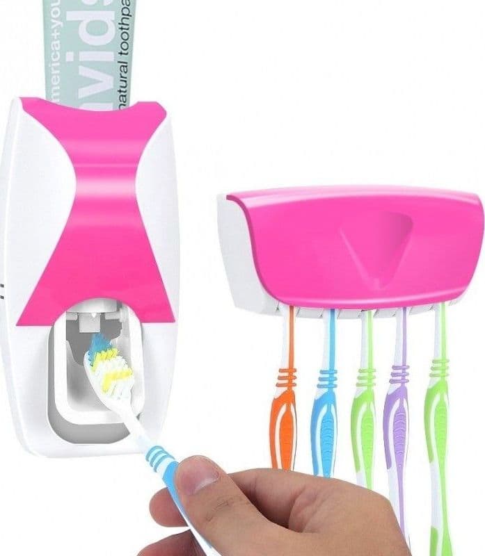 DISPENSER DENTIFRICIO AUTOMATICO CON PORTASPAZZOLINO ADESIVO A PILE 5 POSTI Trade Shop italia - Napoli, Commerciovirtuoso.it