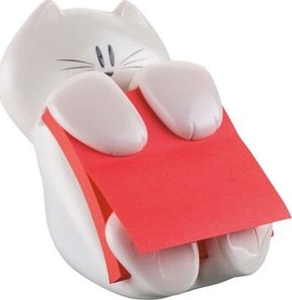 Dispenser gatto bianco + ricarica Post it Super Sticky Z Notes rosso rubino - CAT-330 - 76 x 76 mm - 90 fogli - Post it Cancelleria e prodotti per ufficio/Carta blocchi e quaderni/Blocchi appunti taccuini e diari/Blocchetti memo adesivi Eurocartuccia - Pavullo, Commerciovirtuoso.it
