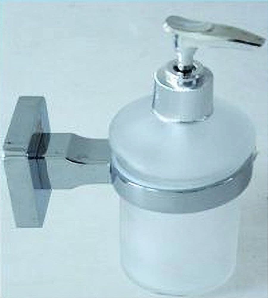DISPENSER PORTA SAPONE LIQUIDO ACCIAIO VETRO SATINATO FISSAGGIO PARETE BAGNO 52207A in Dosatori per sapone liquido Trade Shop italia - Napoli, commercioVirtuoso.it
