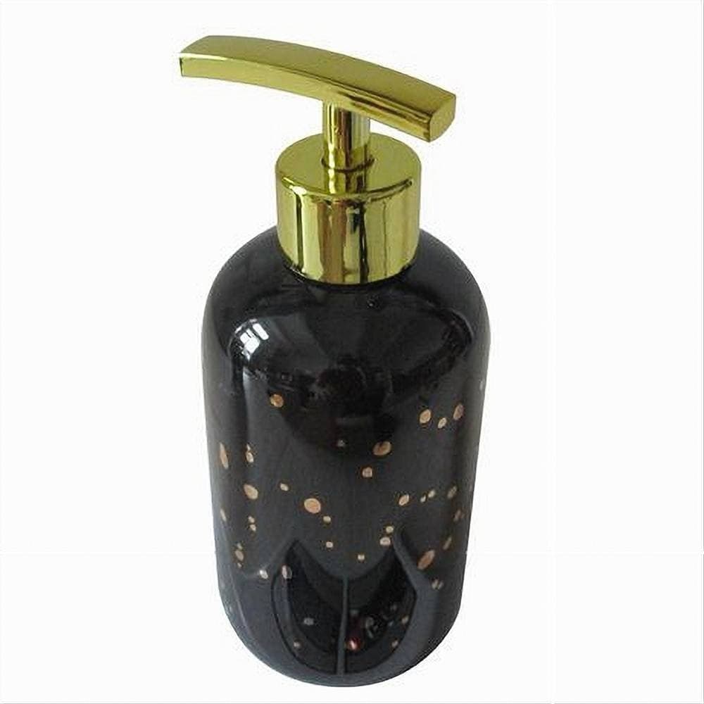 DISPENSER PORTA SAPONE LIQUIDO NERO MACCHIATO DORATO BAGNO MODERNO ARREDO 59926 in Dosatori per sapone liquido Trade Shop italia - Napoli, commercioVirtuoso.it
